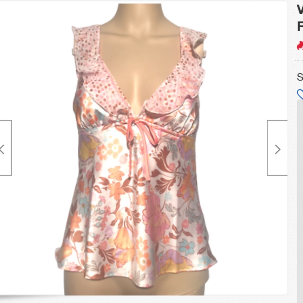 VICTORIAS SECRET SILKY LOUNGE FLOUNCE PJ CAMI S